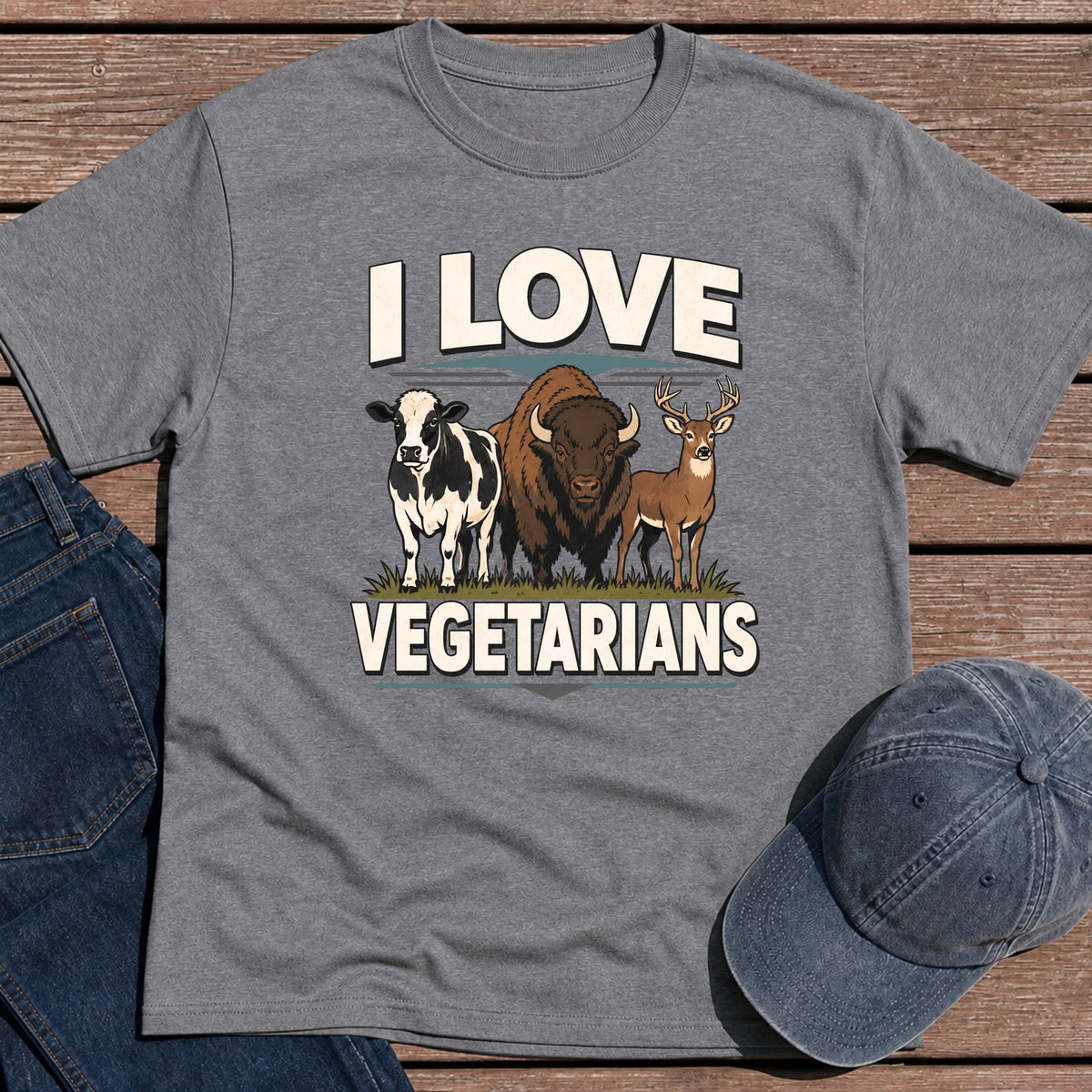 I Love Vegetarians T-Shirt - Tweed