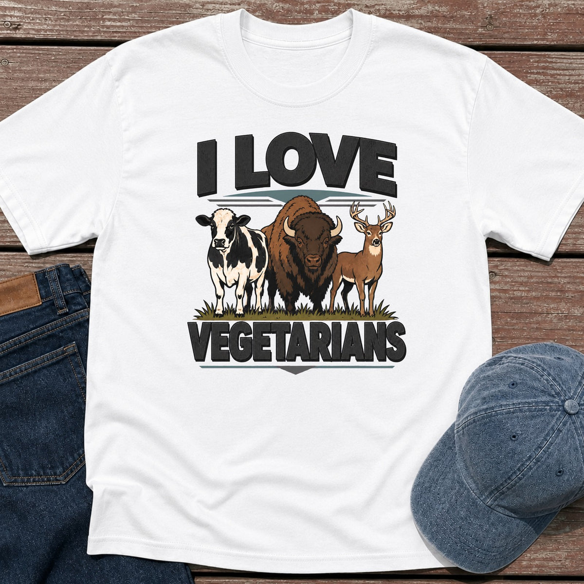 I Love Vegetarians T-Shirt - White