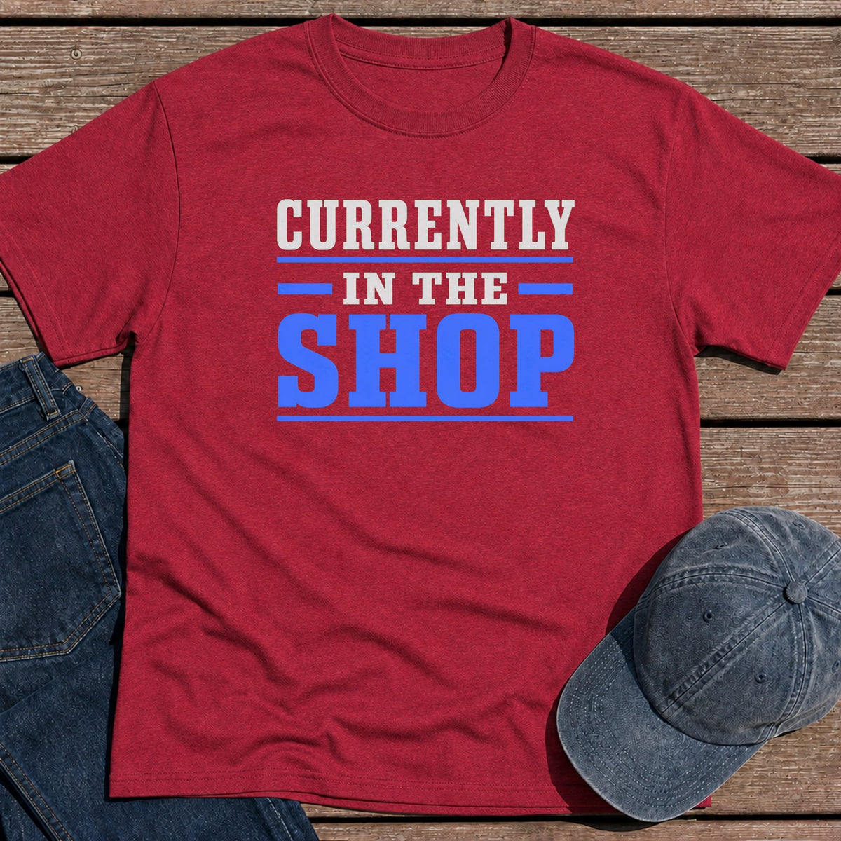 In The Shop T-Shirt - Antique Cherry Red