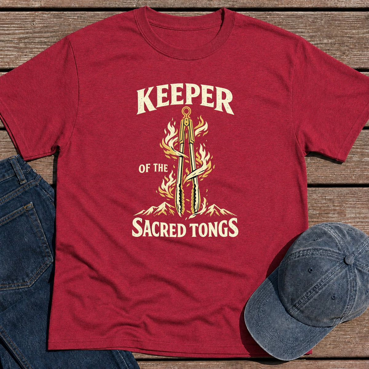 Keeper of Tongs T-Shirt - Antique Cherry Red
