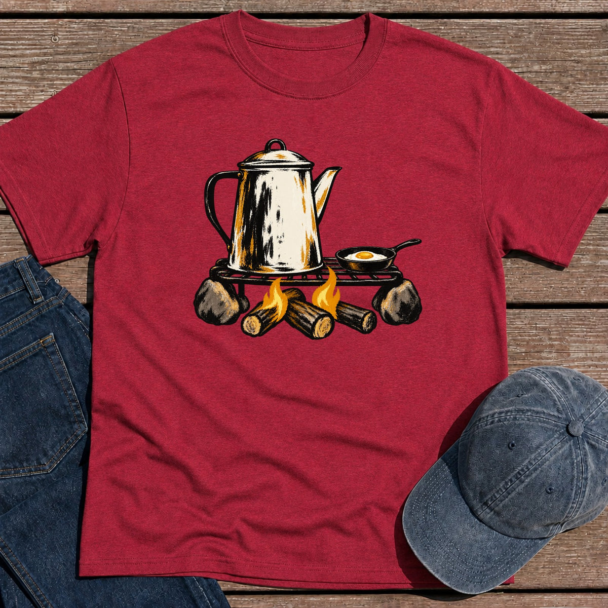 Kettle Fire T-Shirt - Antique Cherry Red