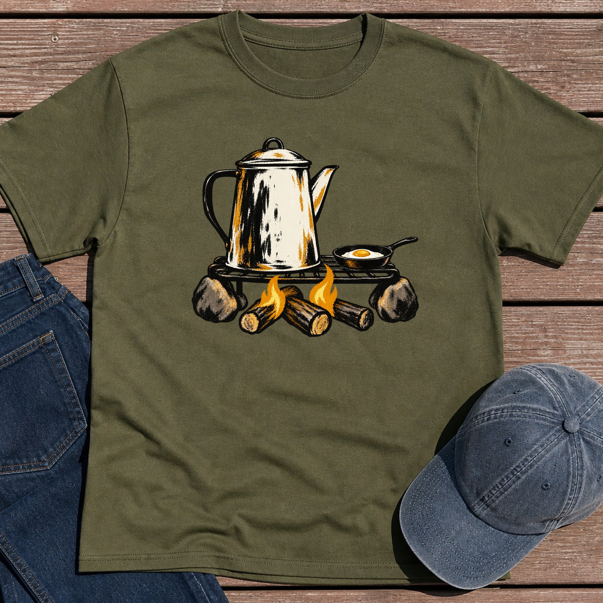 Kettle Fire T-Shirt - Military Green