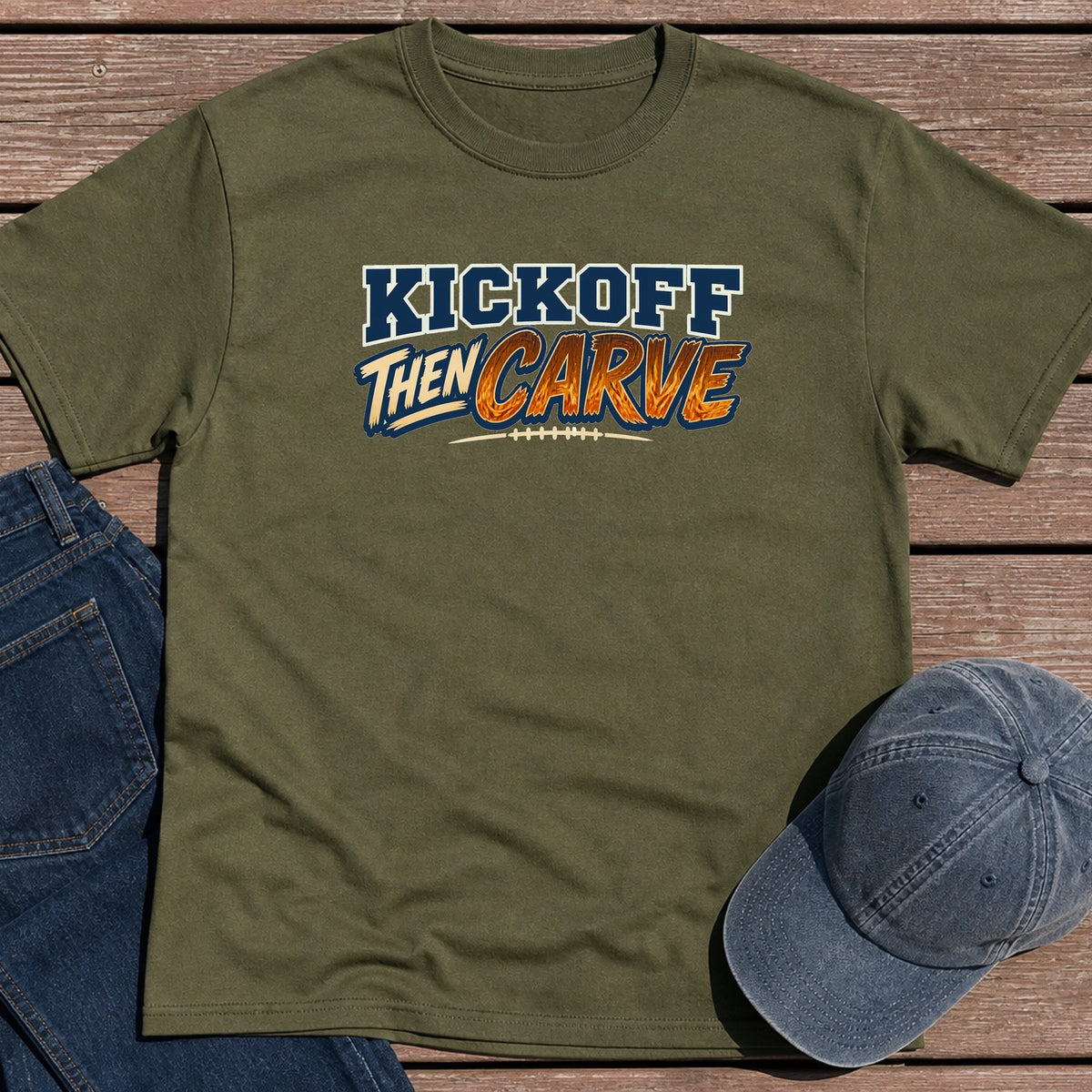 Kickoff & Carve T-Shirt - Military Green