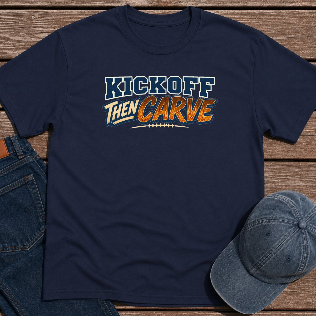 Kickoff & Carve T-Shirt - Navy