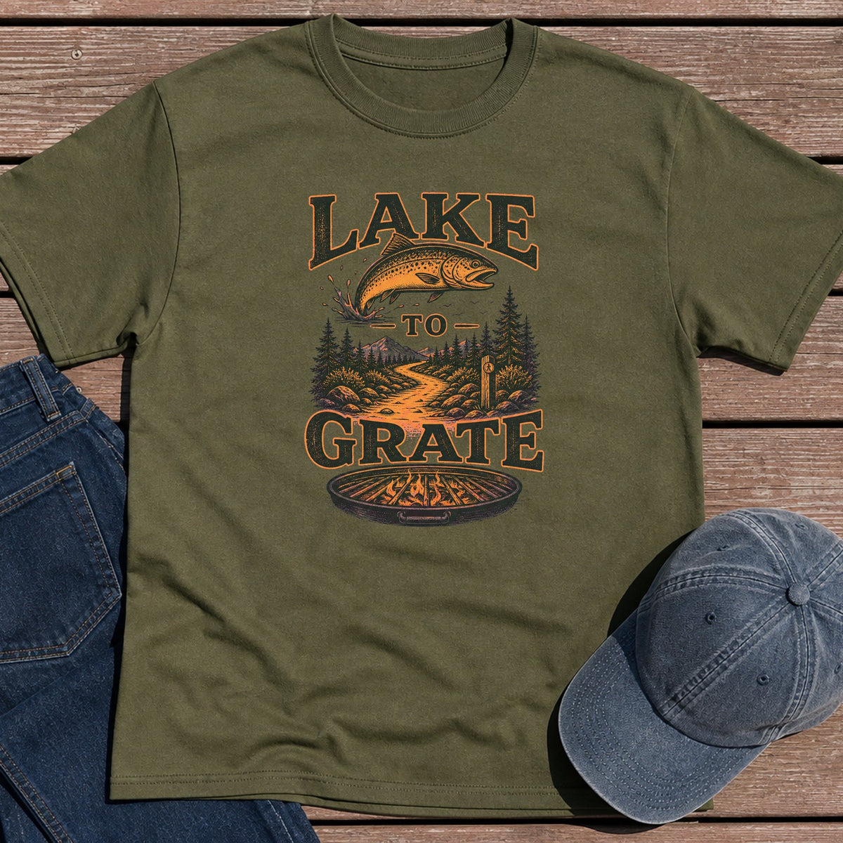 Lake to Grate T-Shirt - Military Green