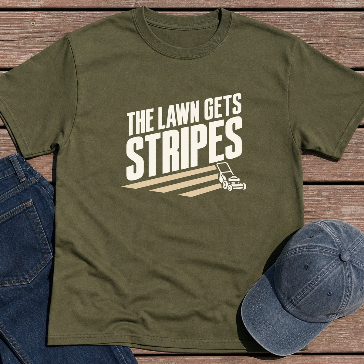 Lawn Stripes T-Shirt - Military Green