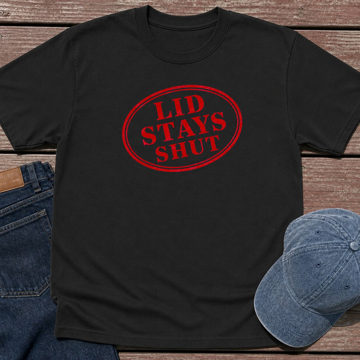 Lid Stays Shut T-Shirt - Black