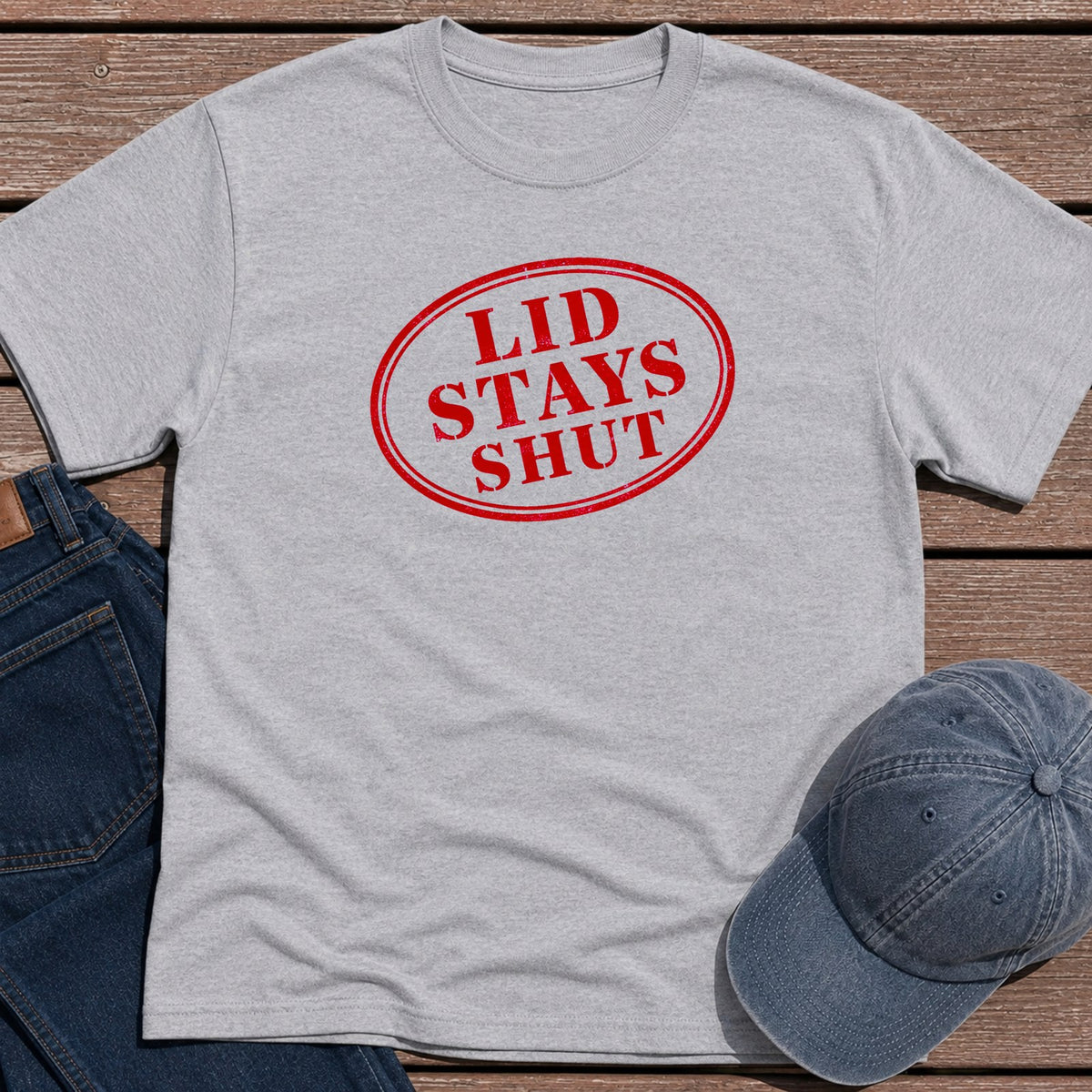 Lid Stays Shut T-Shirt - Sport Grey