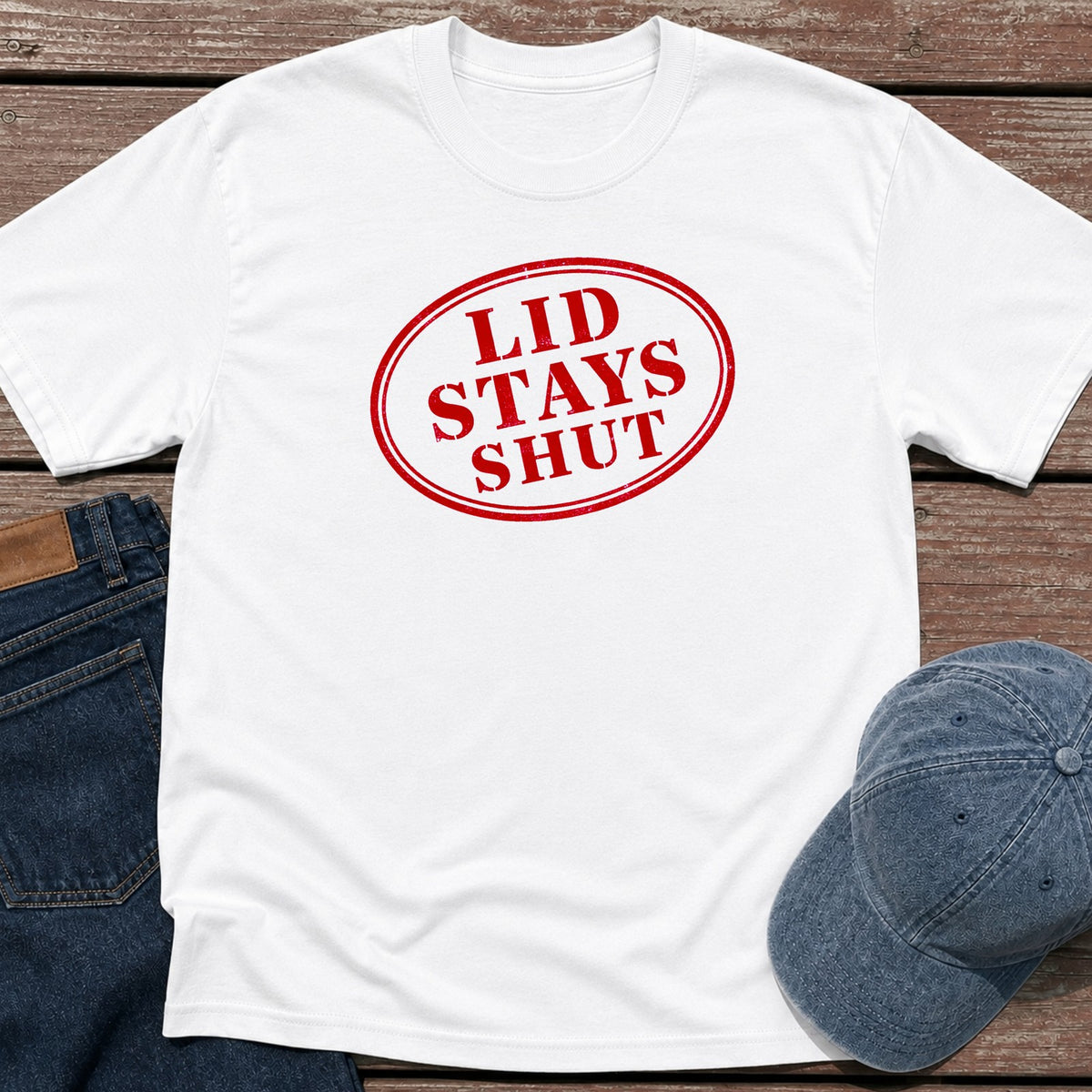 Lid Stays Shut T-Shirt - White