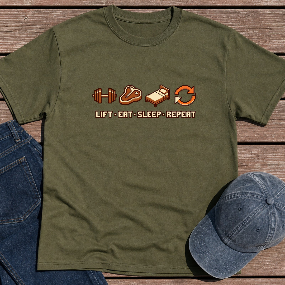 Lift Eat Sleep T-Shirt - Military Green