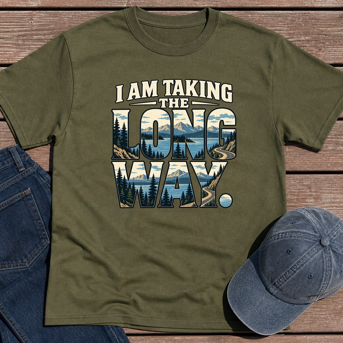 Long Way T-Shirt - Military Green