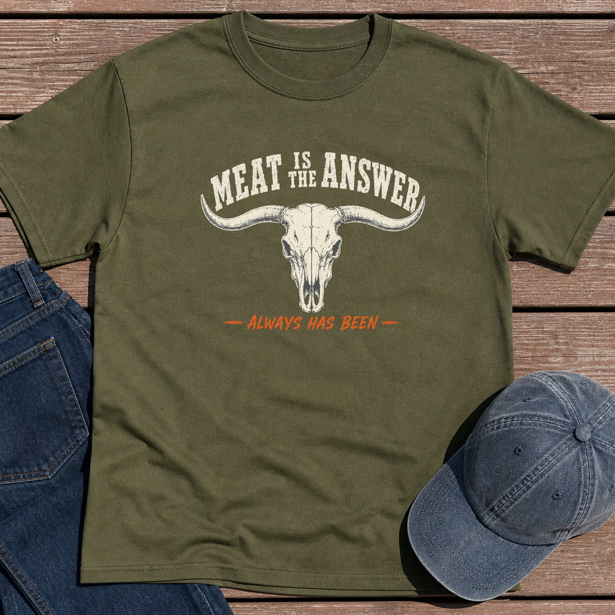 Meat is the Answer T-Shirt - Military Green