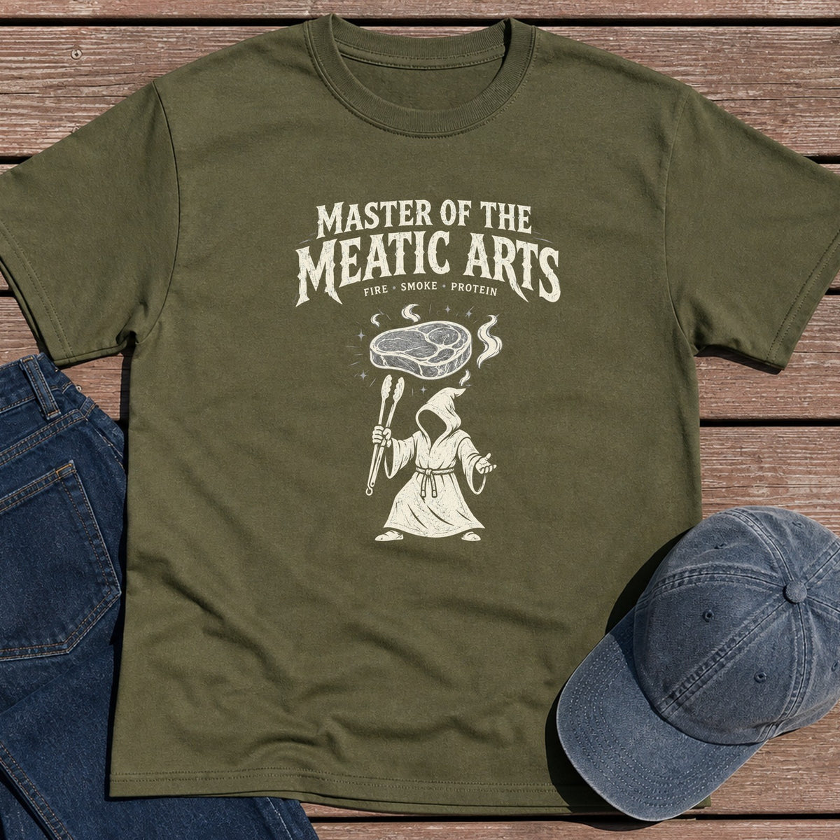 Meat Wizard T-Shirt - Military Green