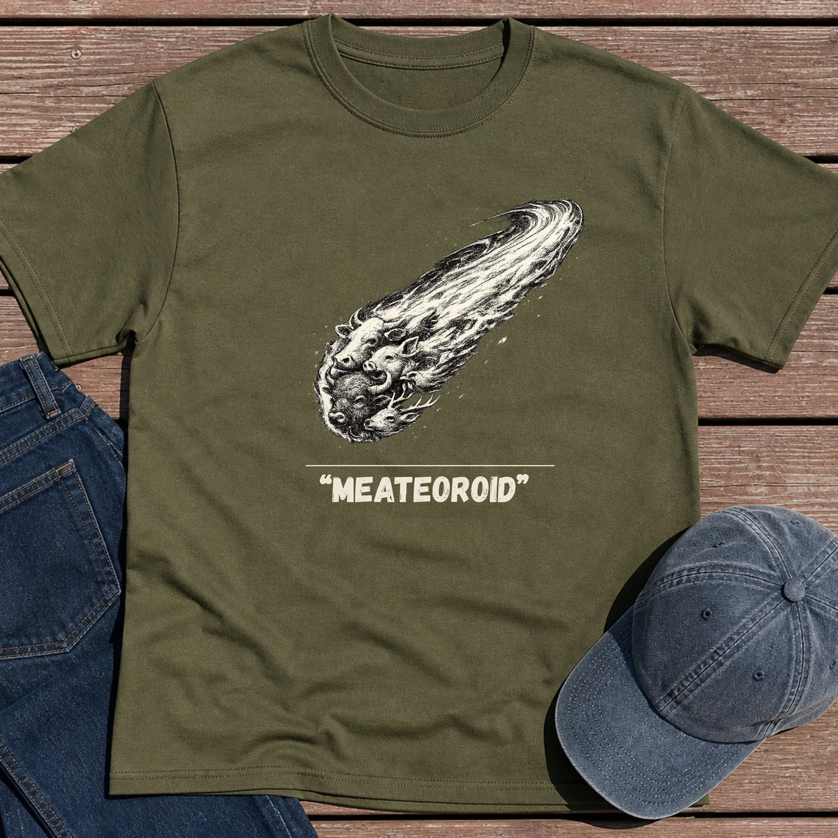 Meateoroid T-Shirt - Military Green