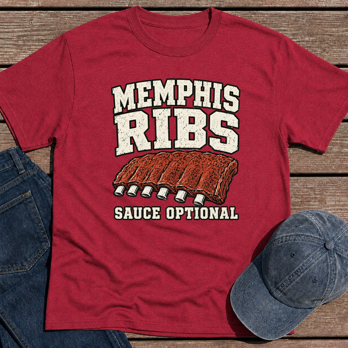 Memphis Ribs T-Shirt - Antique Cherry Red