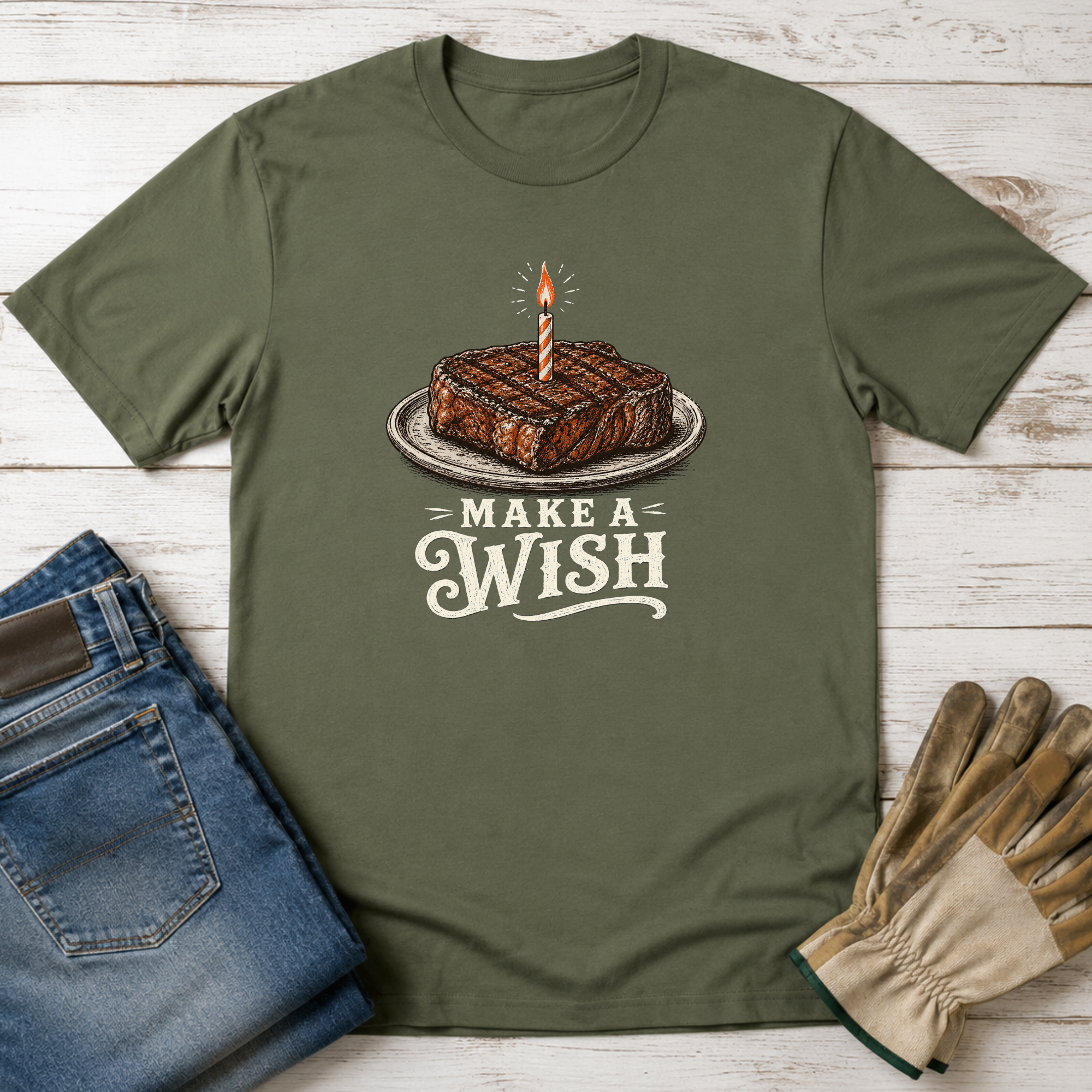 Make a Wish Steak Birthday T-Shirt