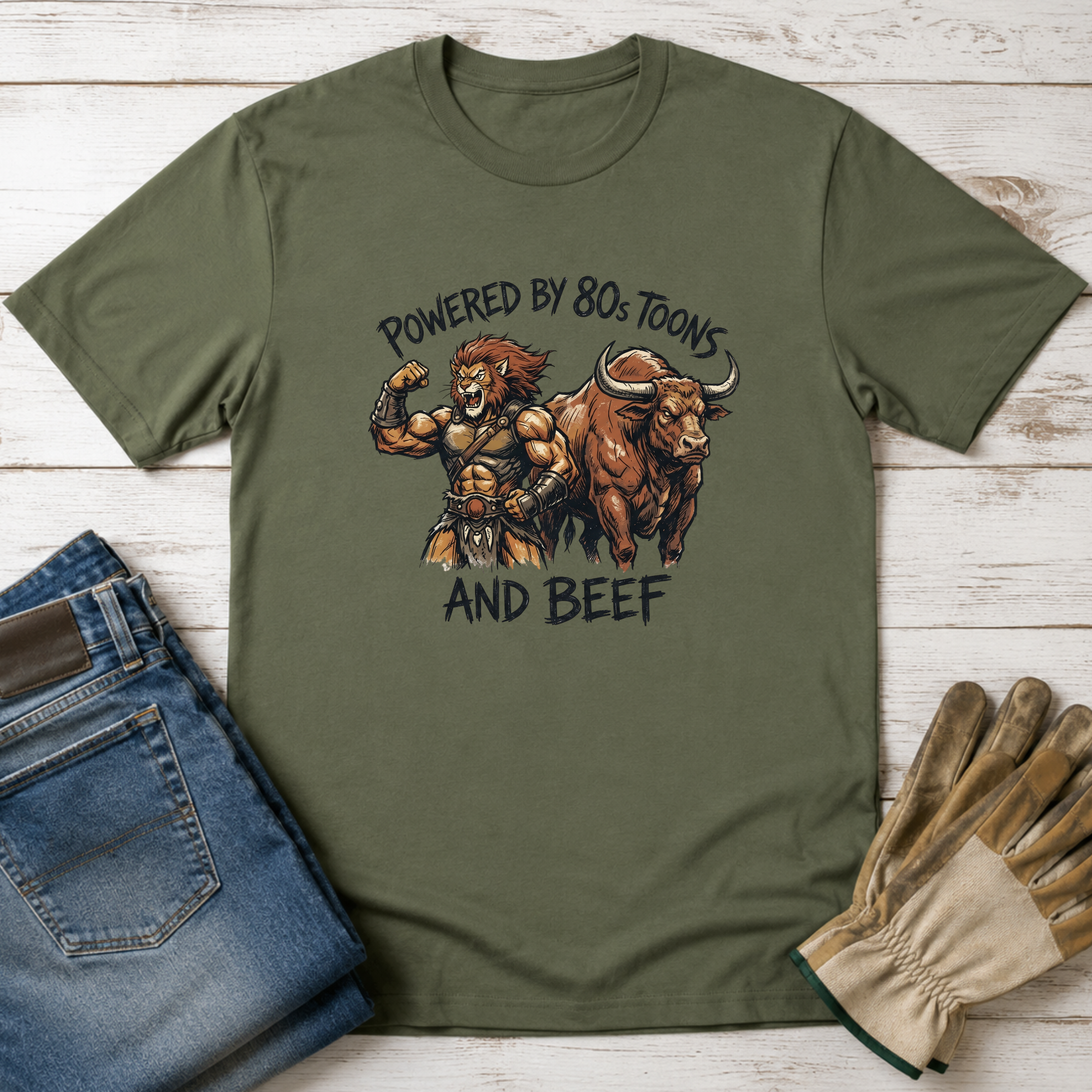 Powered by 80s and Beef T-Shirt