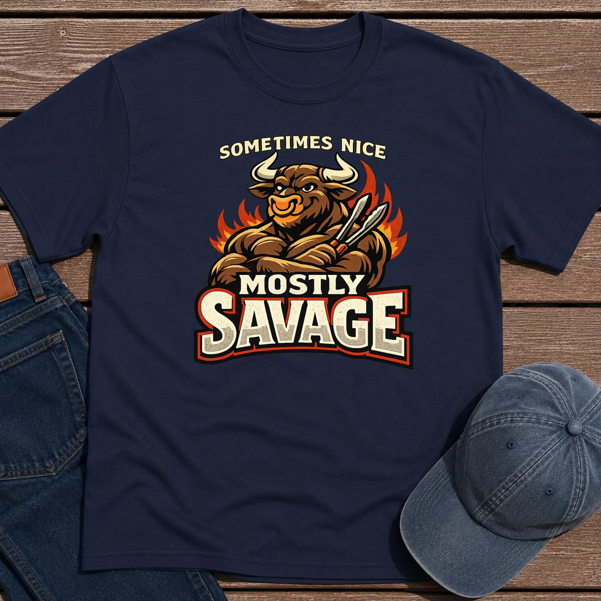 Mostly Savage T-Shirt - Navy