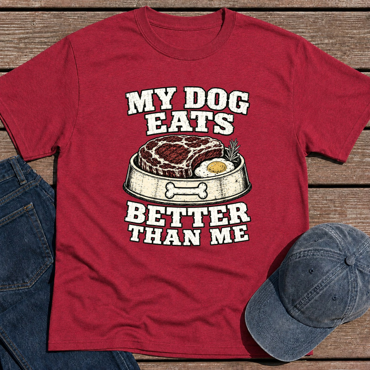 My Dog Eats T-Shirt - Antique Cherry Red