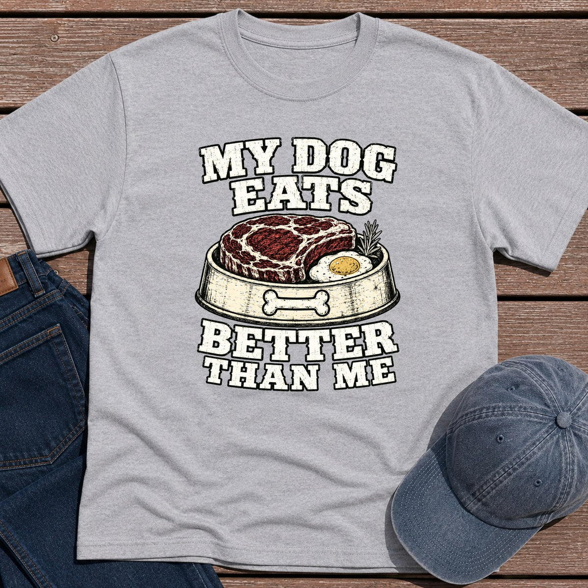 My Dog Eats T-Shirt - Sport Grey