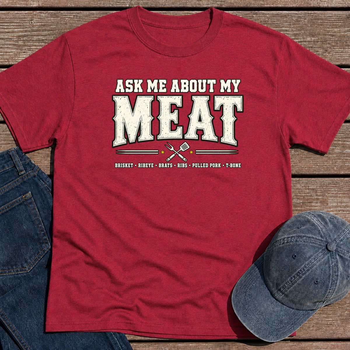 My Meat T-Shirt - Antique Cherry Red