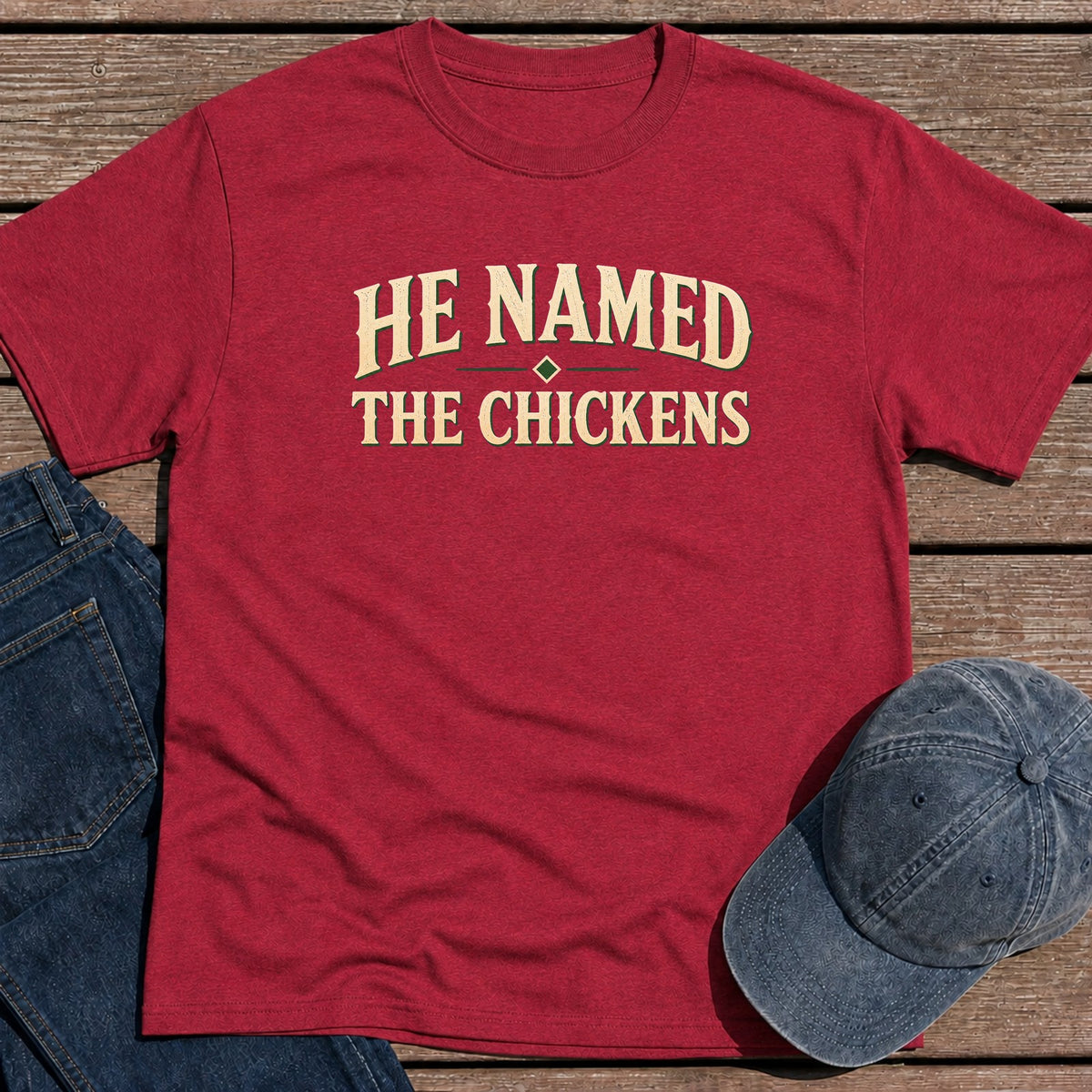 Named Chickens T-Shirt - Antique Cherry Red