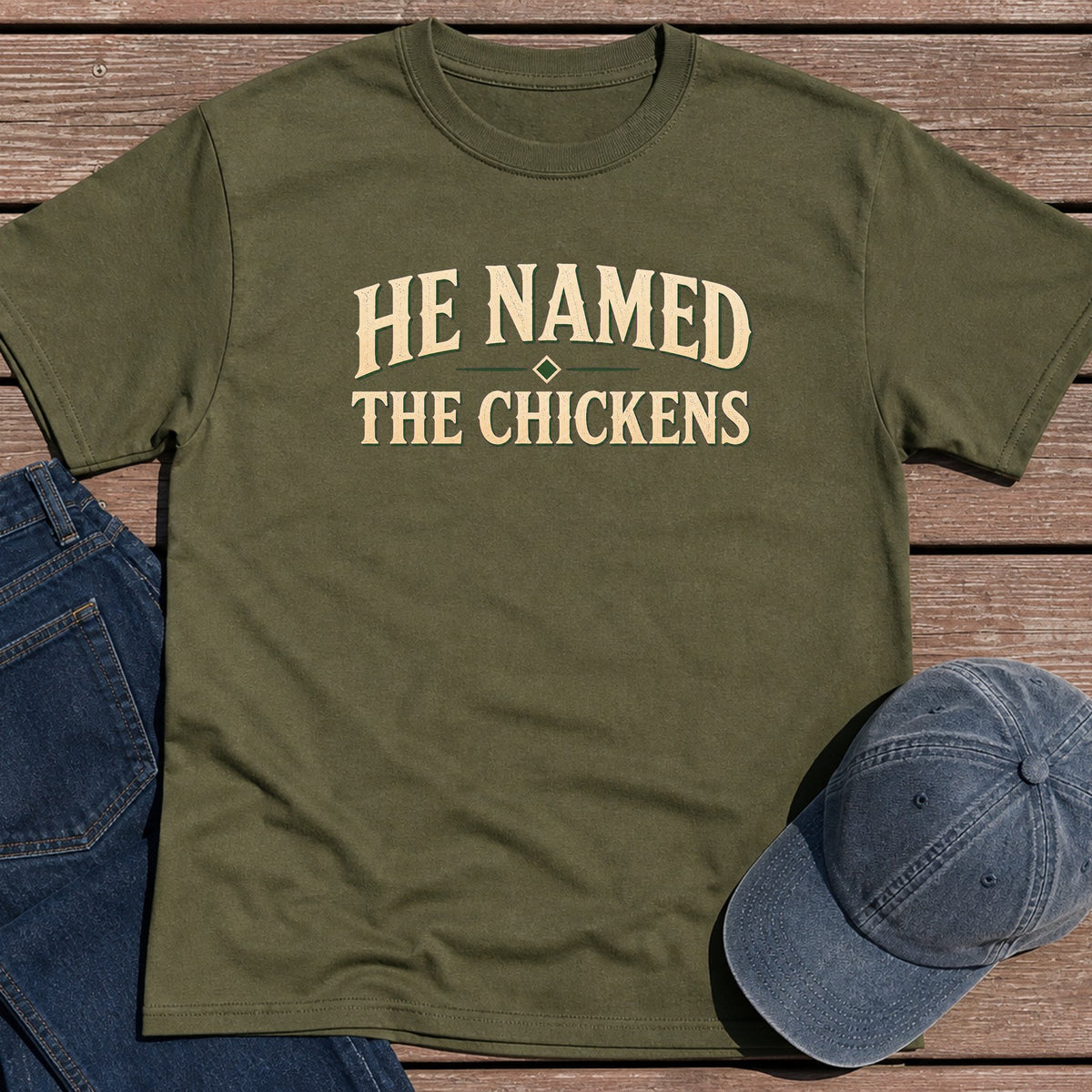 Named Chickens T-Shirt - Military Green