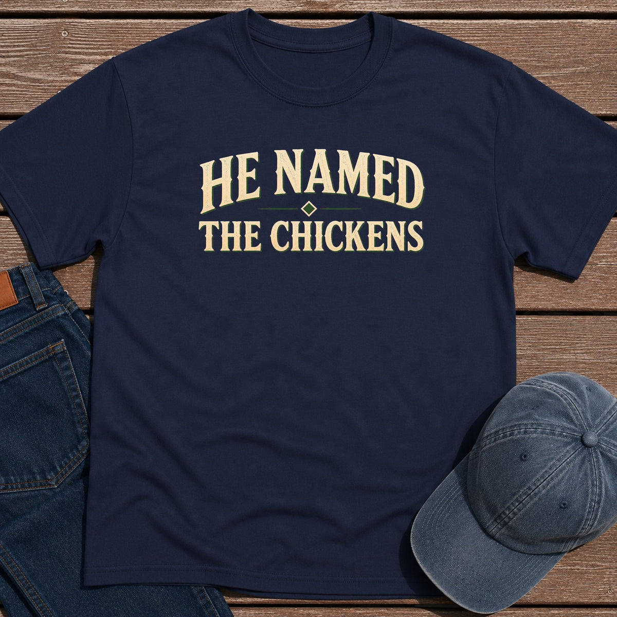 Named Chickens T-Shirt - Navy