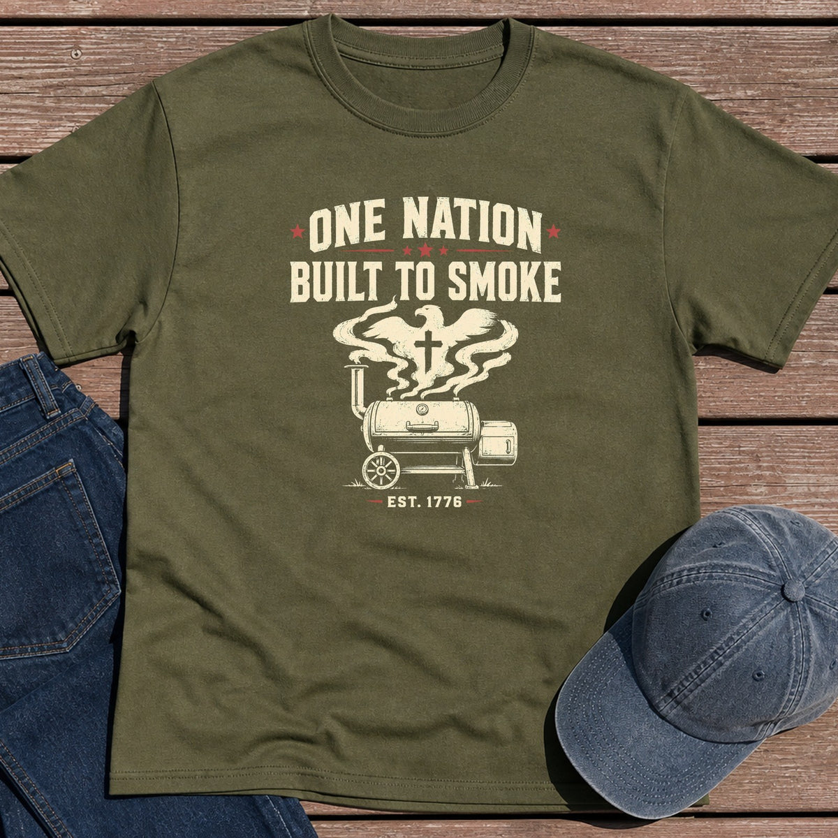 Nation Smoke T-Shirt - Military Green