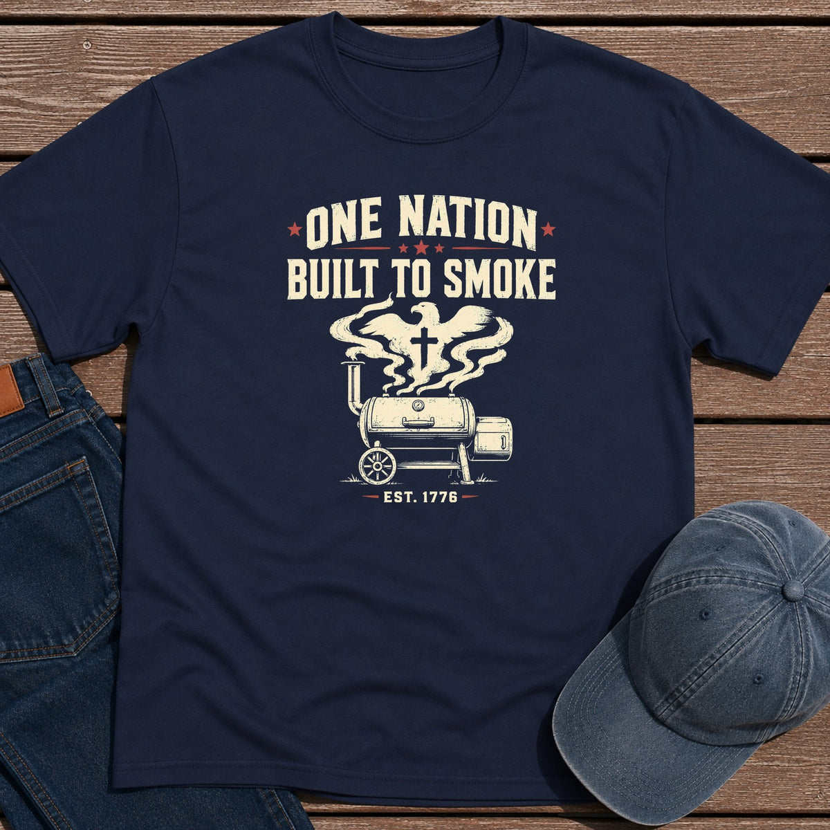 Nation Smoke T-Shirt - Navy