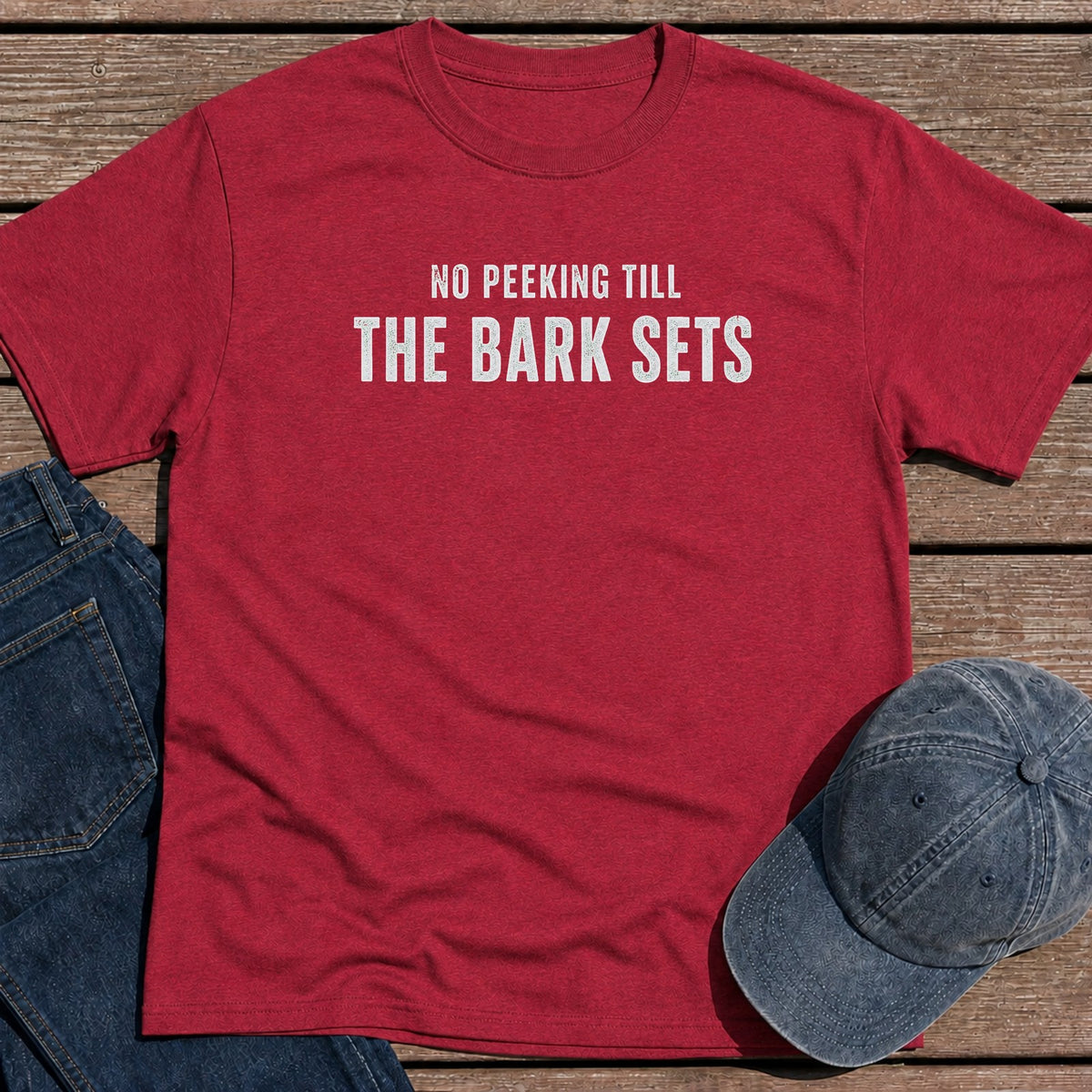No Peeking T-Shirt - Antique Cherry Red