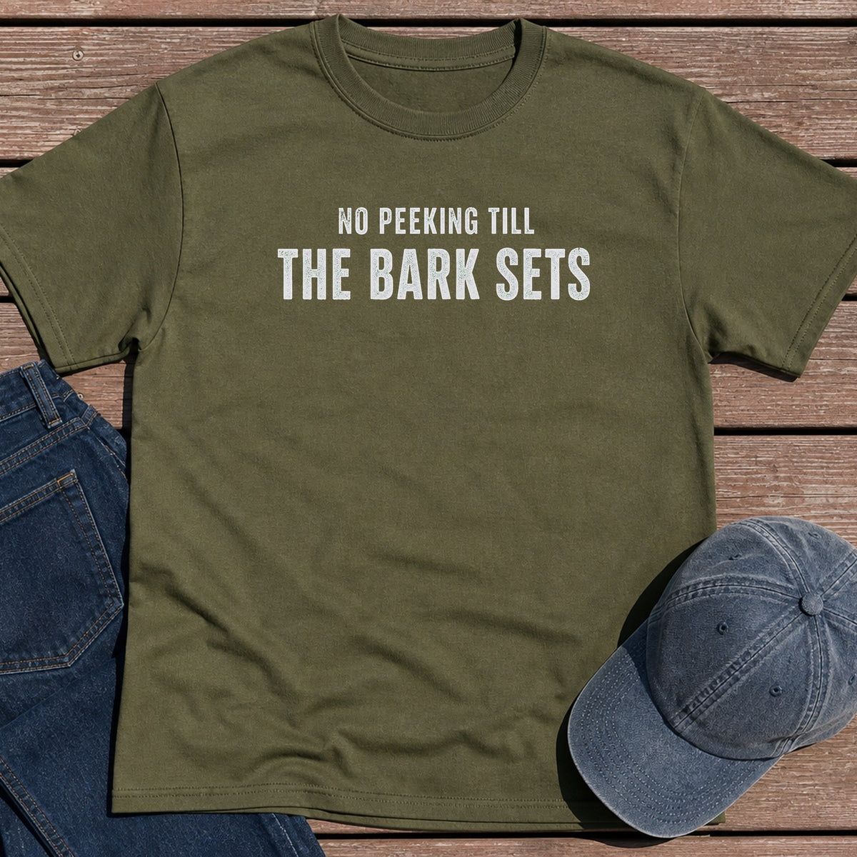 No Peeking T-Shirt - Military Green