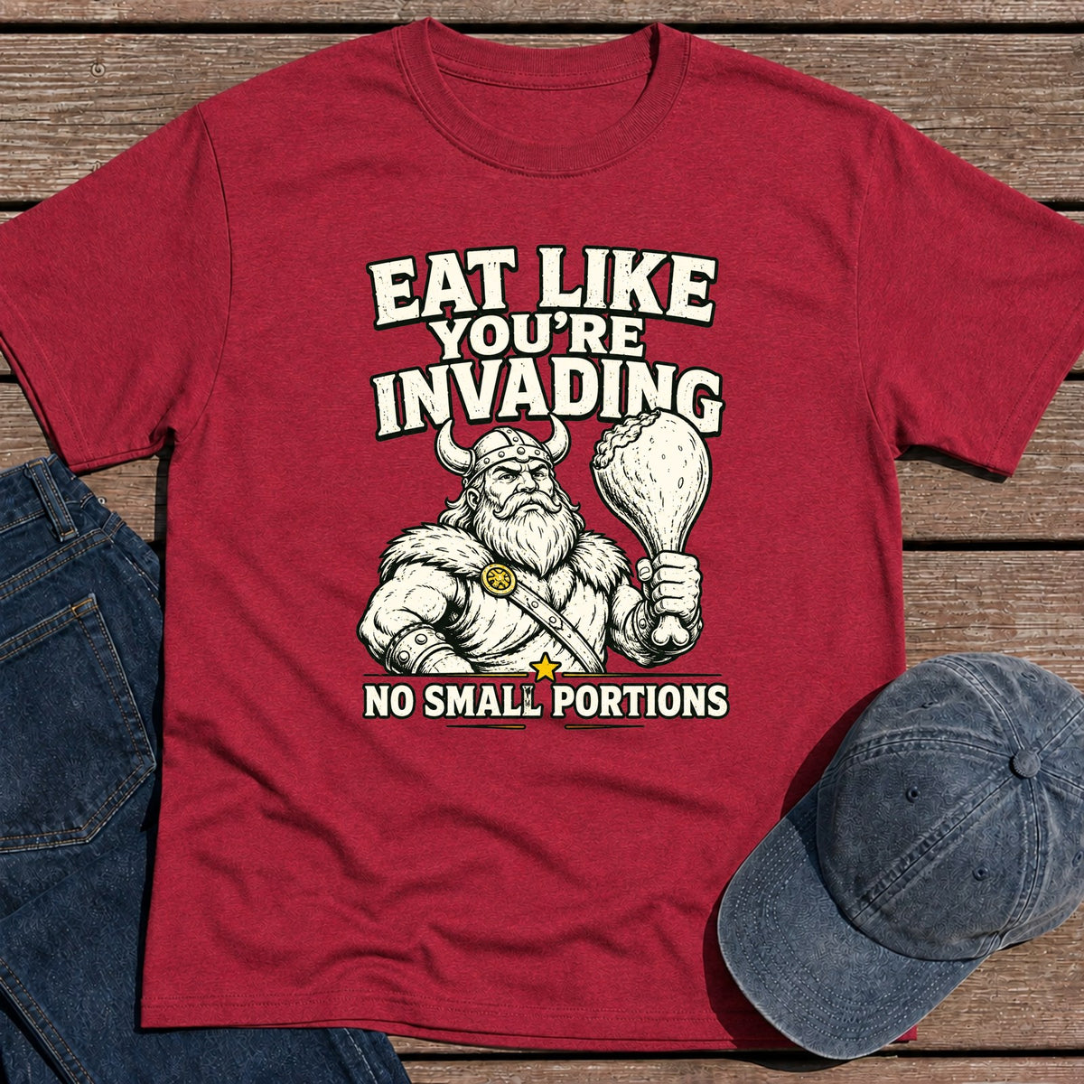 Small Portions T-Shirt - Antique Cherry Red