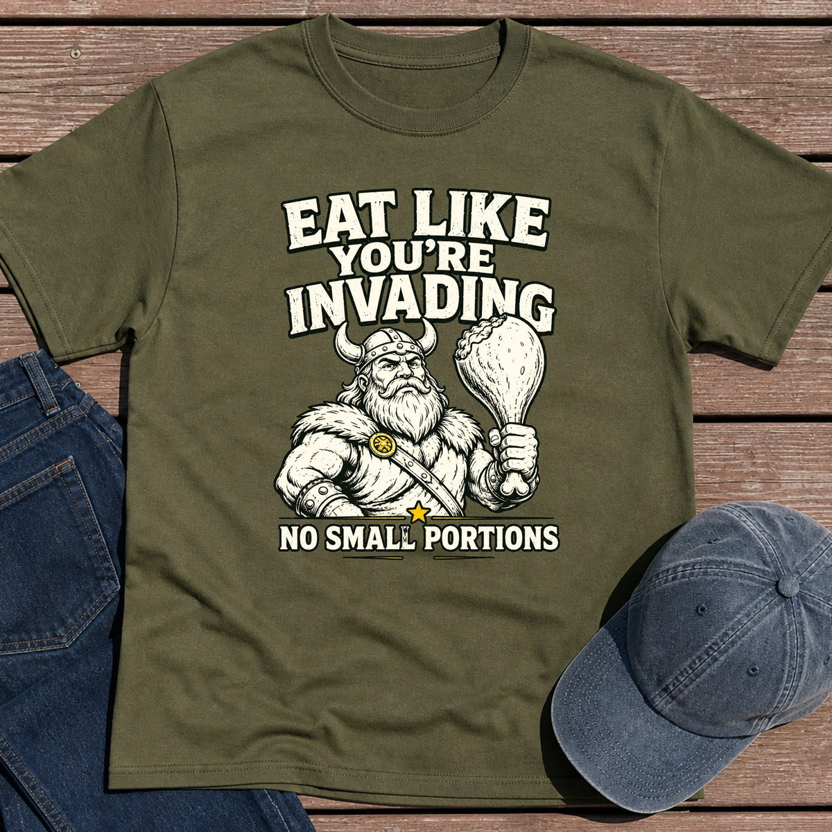 Small Portions T-Shirt - Military Green