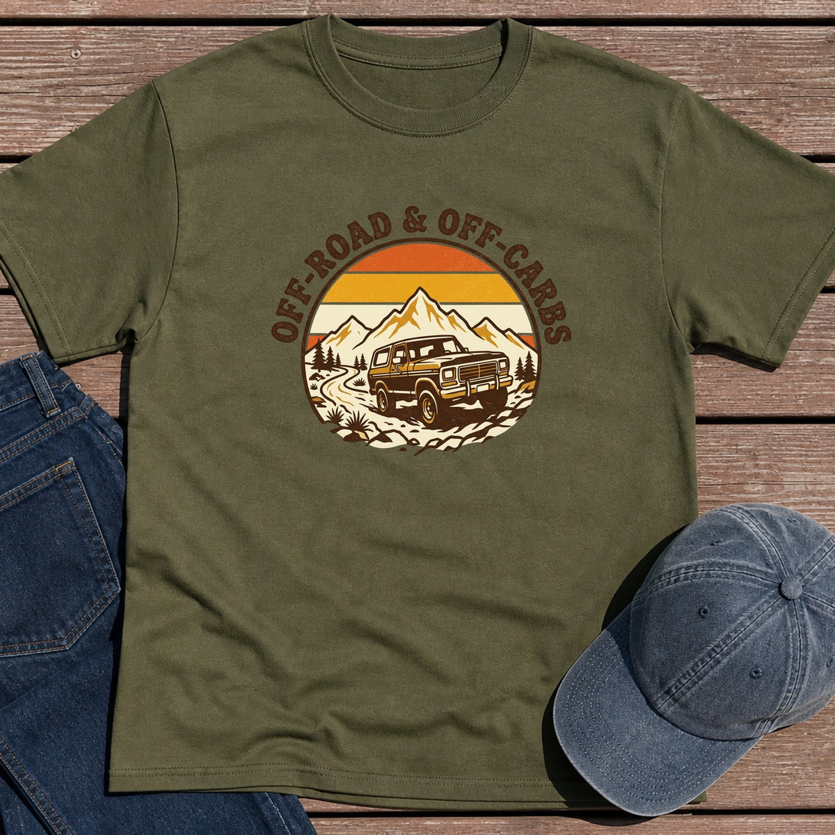 Off Road & Carbs T-Shirt - Military Green