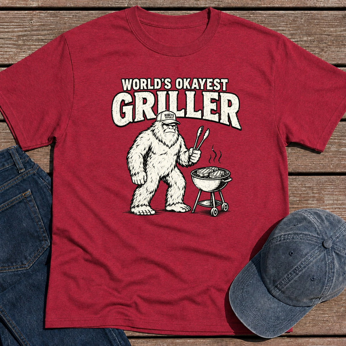 Okayest Griller T-Shirt - Antique Cherry Red
