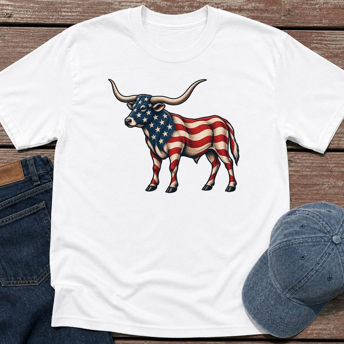 Patriotic Longhorn T-Shirt - White