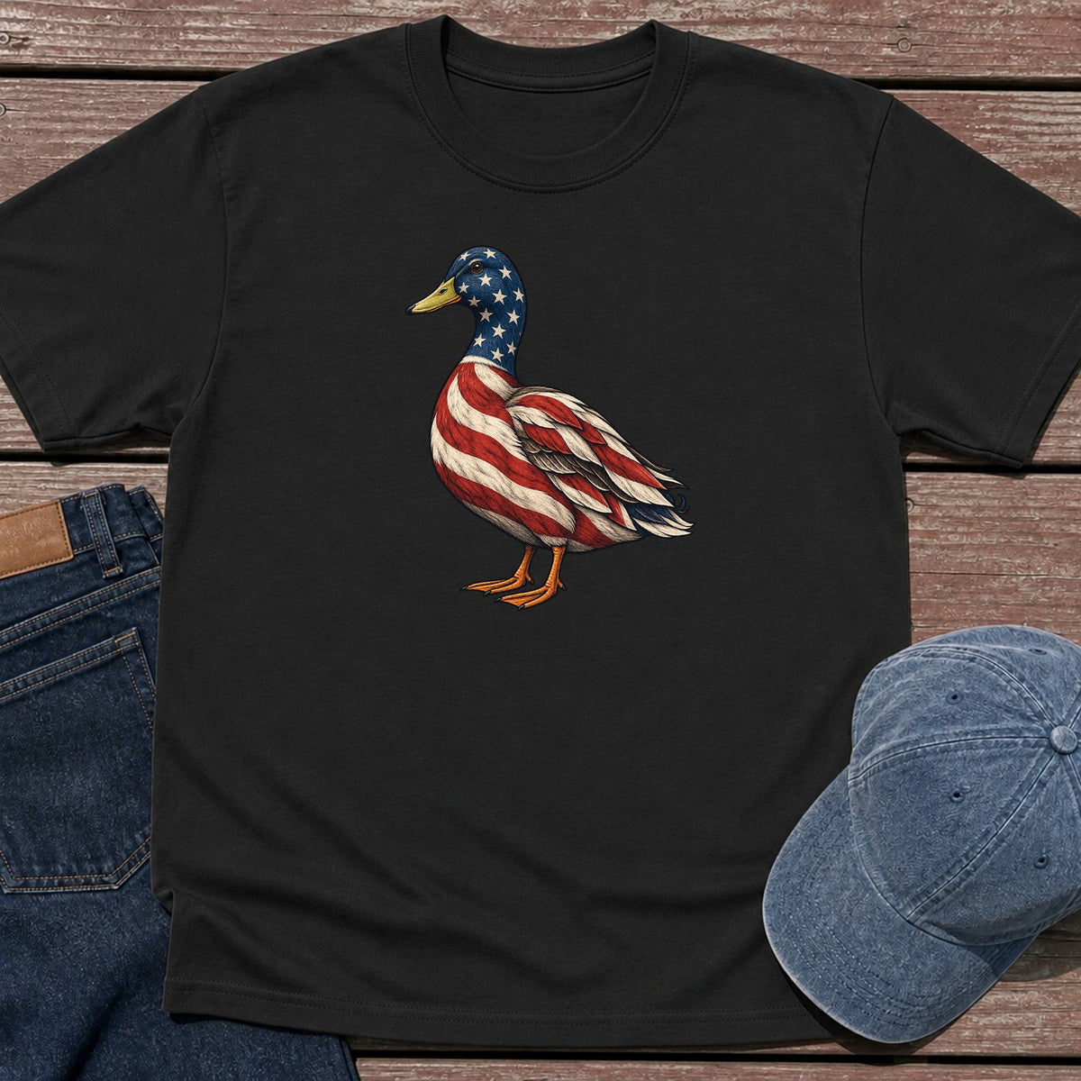 Patriotic Mallard T-Shirt - Black