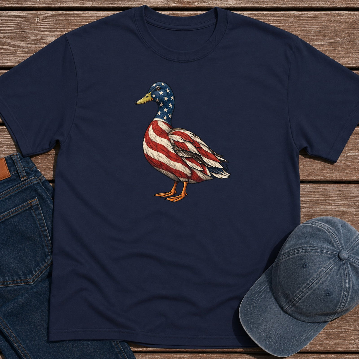 Patriotic Mallard T-Shirt - Navy