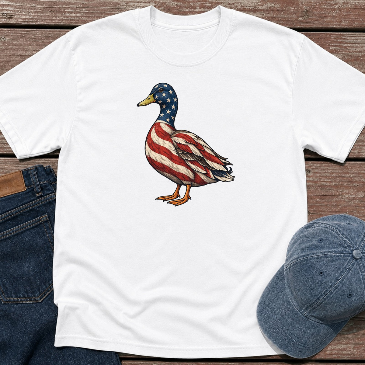 Patriotic Mallard T-Shirt - White