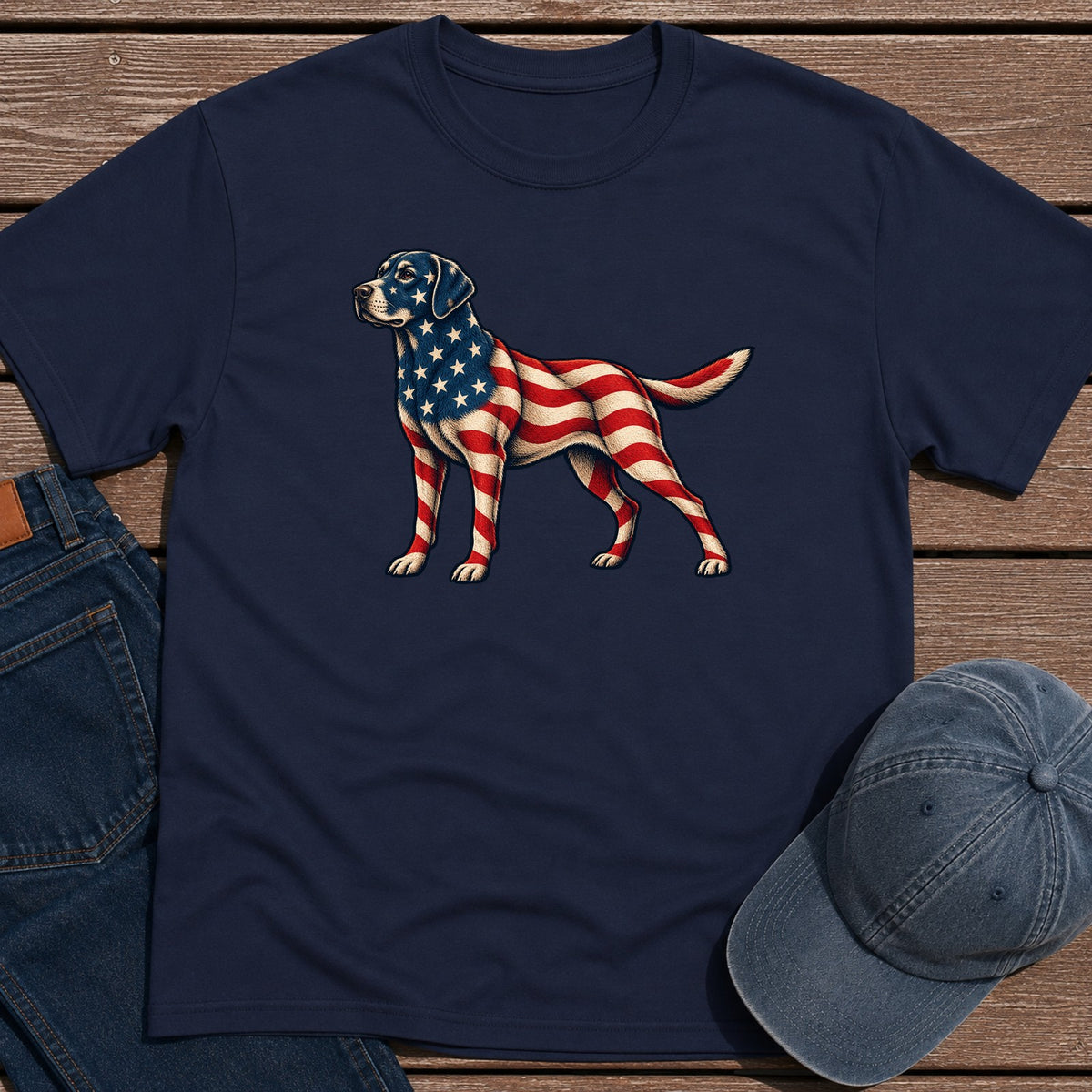 Patriotic Retriever T-Shirt - Navy