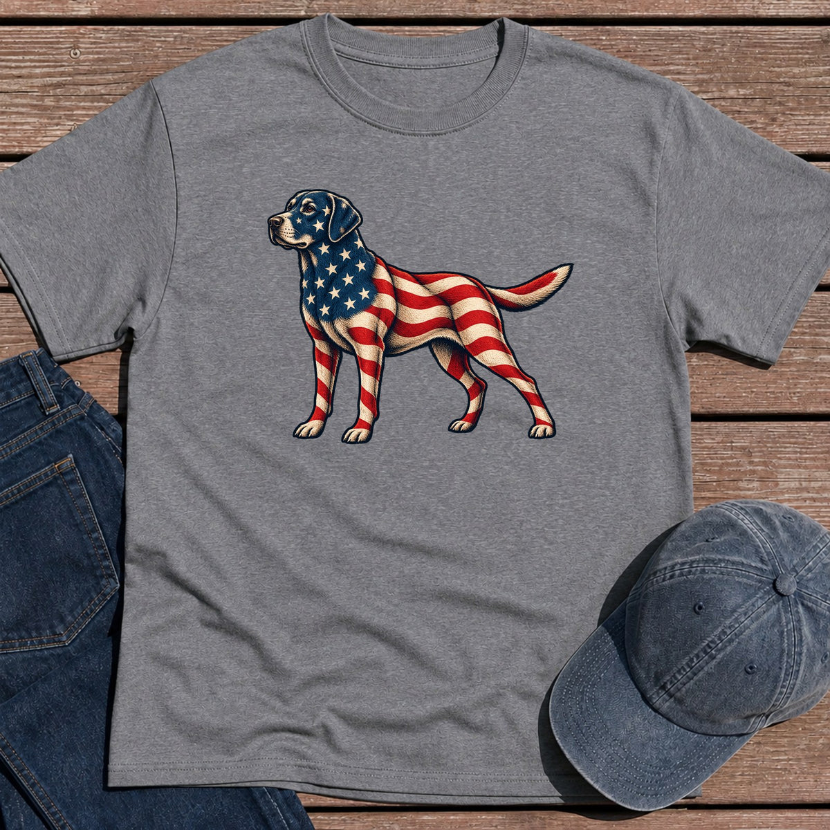 Patriotic Retriever T-Shirt - Tweed