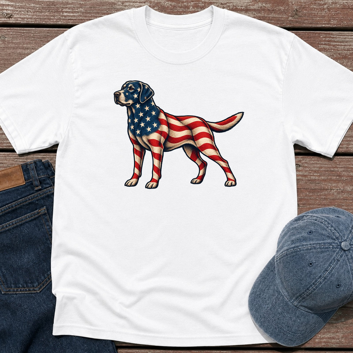 Patriotic Retriever T-Shirt - White