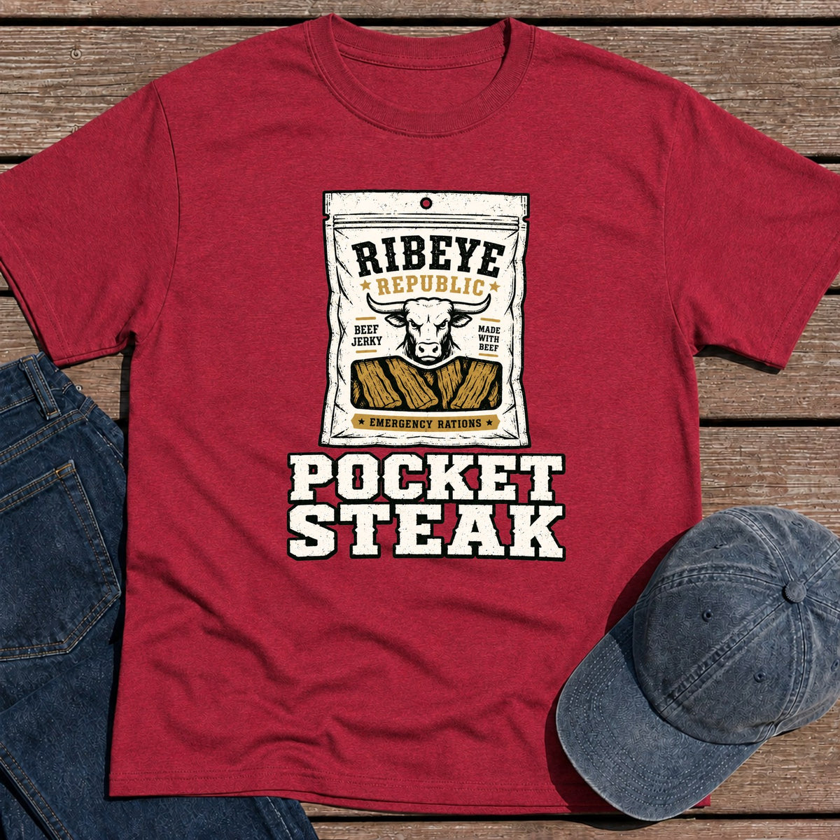 Pocket Steak T-Shirt - Antique Cherry Red