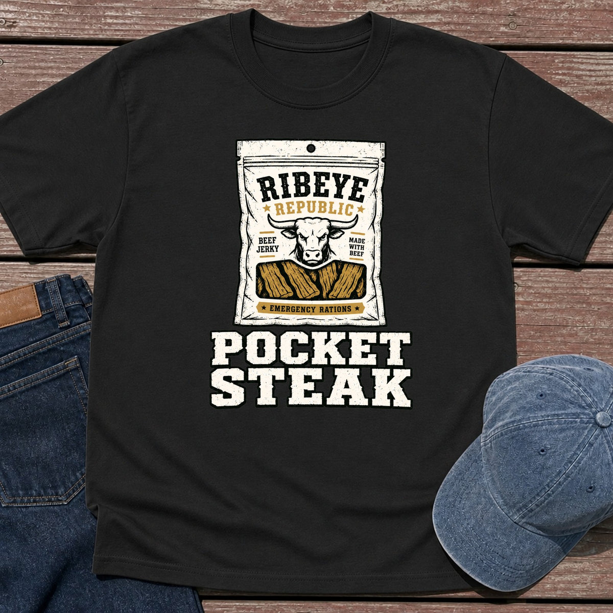 Pocket Steak T-Shirt - Black