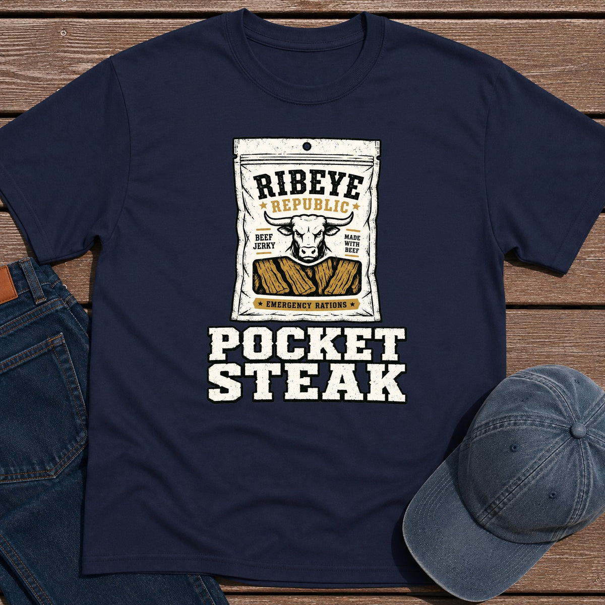 Pocket Steak T-Shirt - Navy