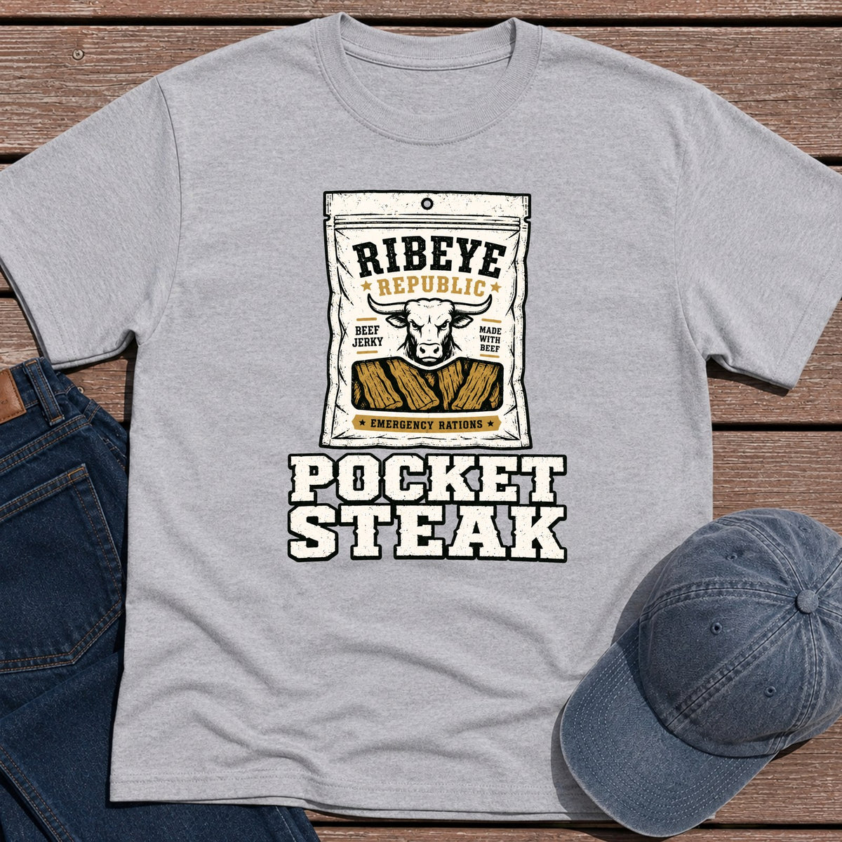 Pocket Steak T-Shirt - Sport Grey