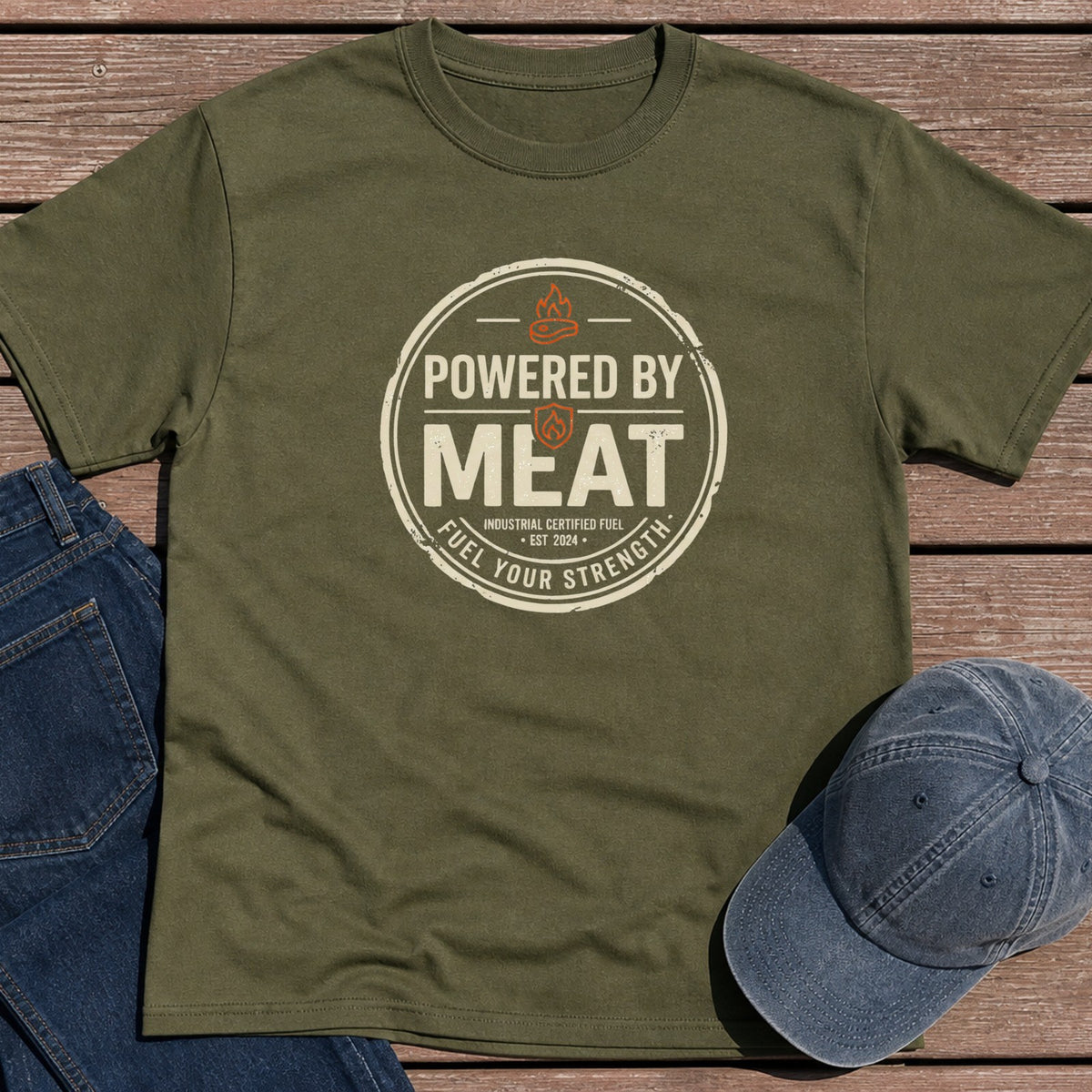 Powered by Meat T-Shirt - Military Green