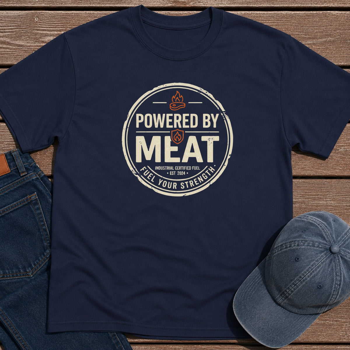 Powered by Meat T-Shirt - Navy