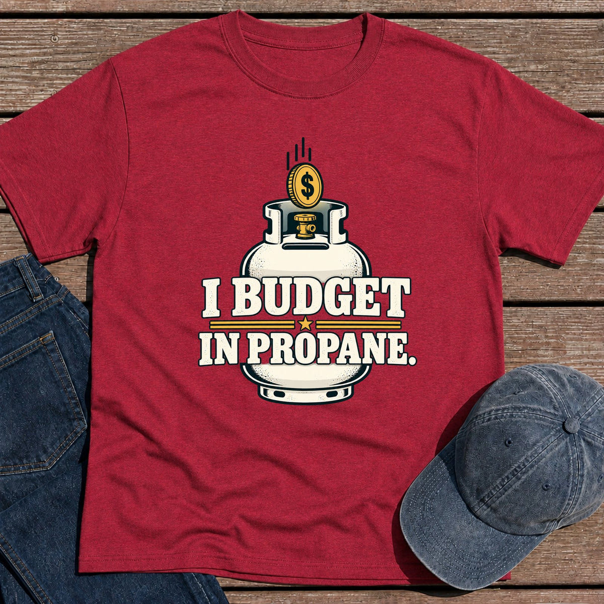 Propane Budget T-Shirt - Antique Cherry Red